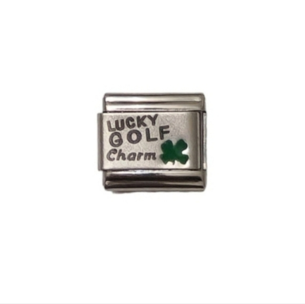 Italian Charmlink for Italian Charm Bracelet Lucky Golf Charm with‎ Clover🍀 9mm